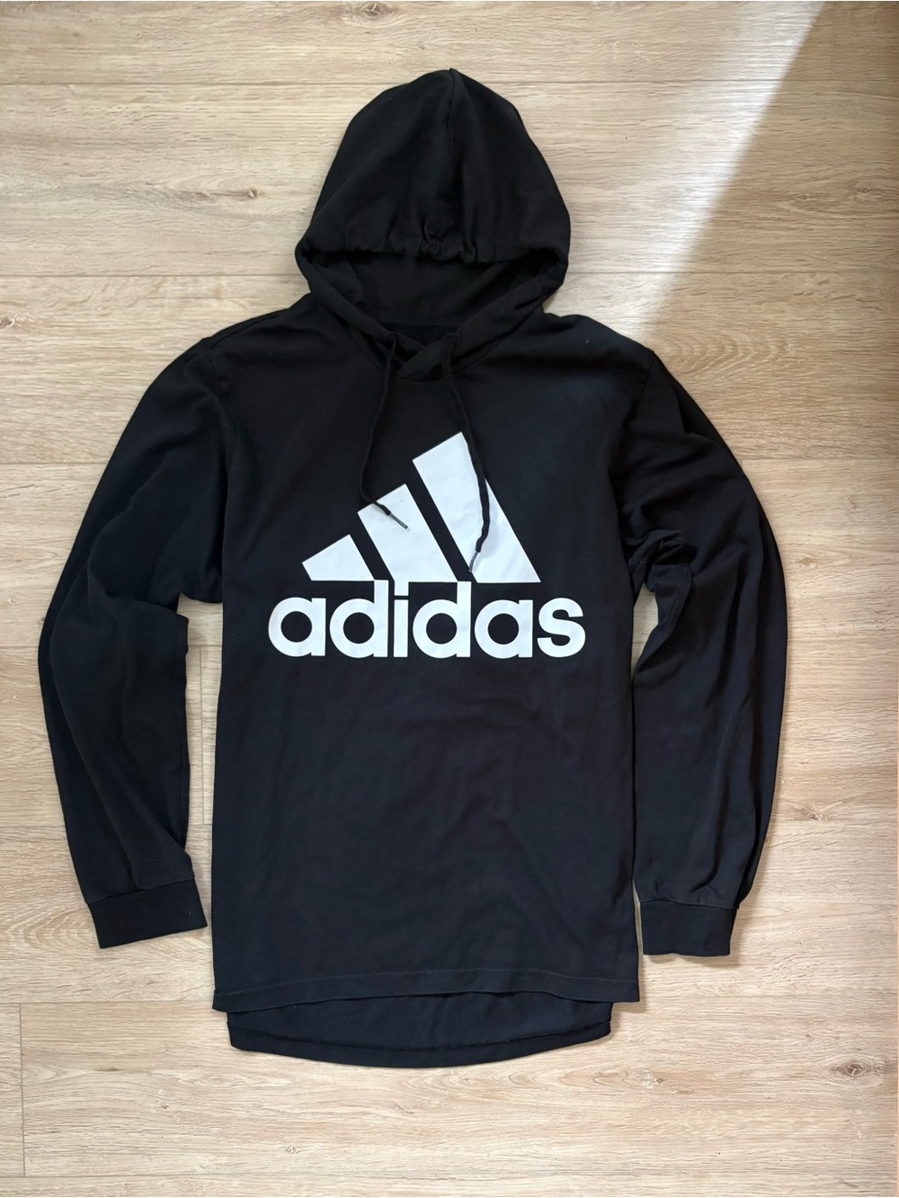 Adidas Black Logo Pullover Hoodie Size L